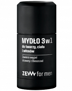 ZEW for men Mydło naturalne 3w1 do twarzy, ciała i włosów z węglem drzewnym