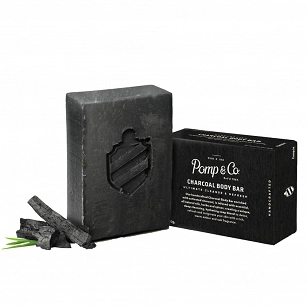 Pomp & Co. Charcoal Body Bar, mydło w kostce do ciała dla mężczyzn 130g