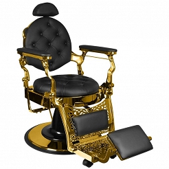 Gabbiano Giulio Gold, fotel barberski czarno-złoty, dostępny w 48h